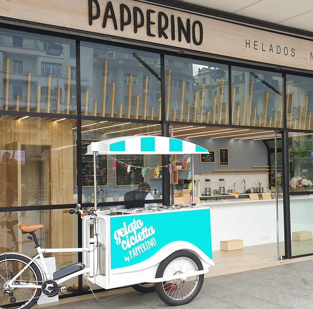 El rótulo de Papperino, con el nombre que venía del italiano.