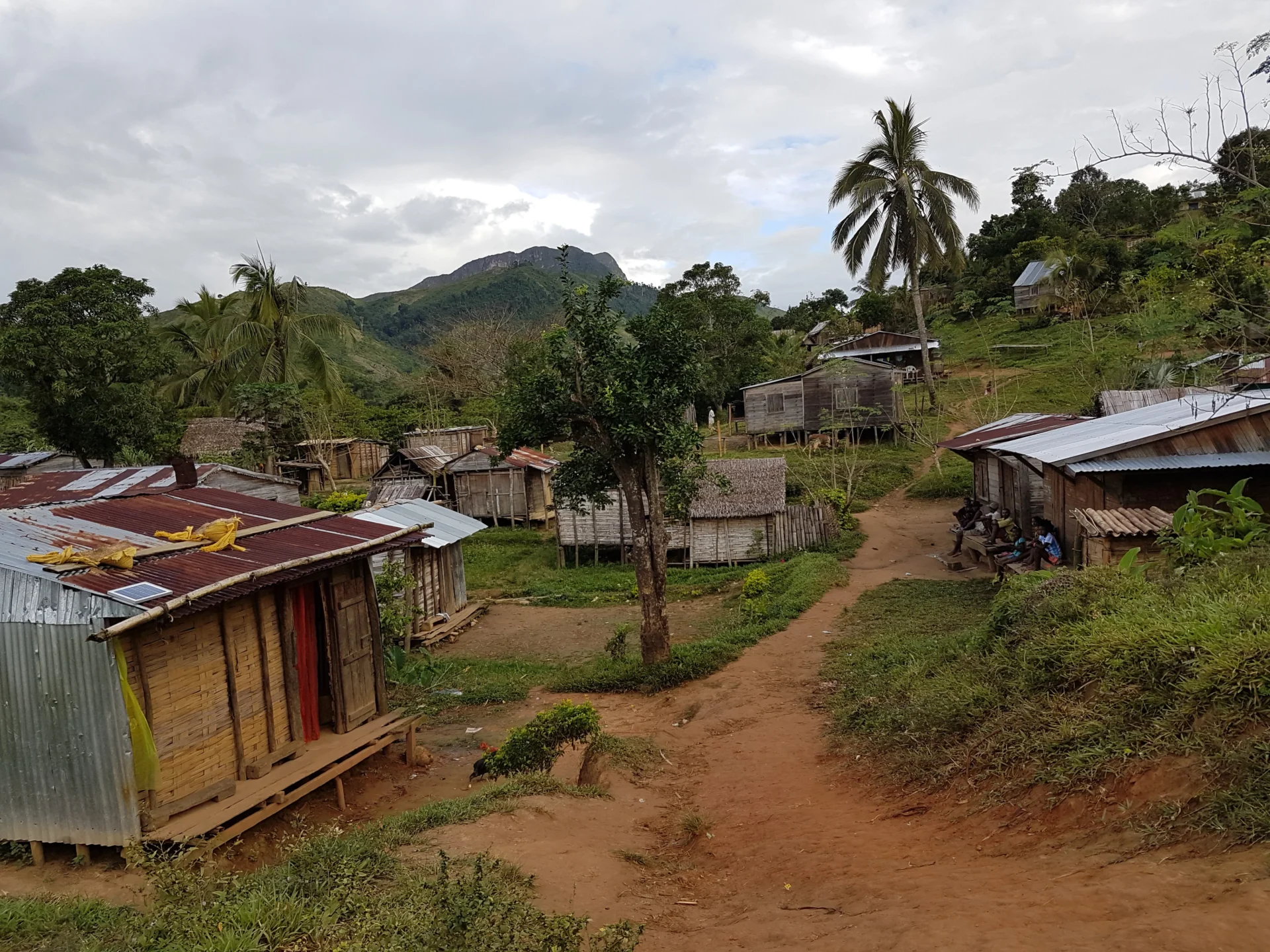 Betavilona, el poblado de la familia: casas de madera, hoja de platanero y palmera.
