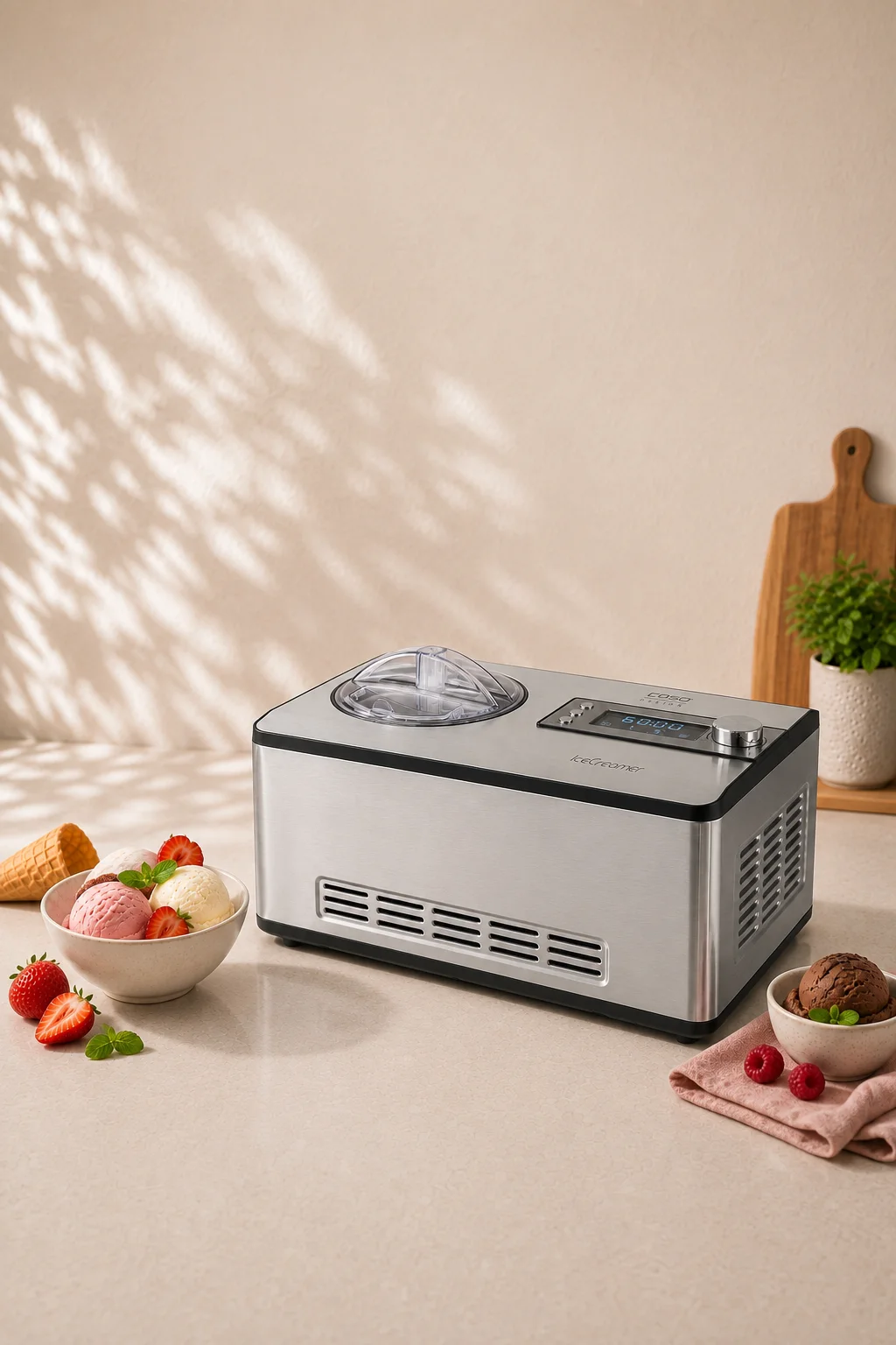 CASO Design IceCreamer 5-in-1 Ice Cream & Yoghurt Maker, No Pre-Freeze, Built-in Compressor, 2L Capacity, Electric, Black cabecera vertical