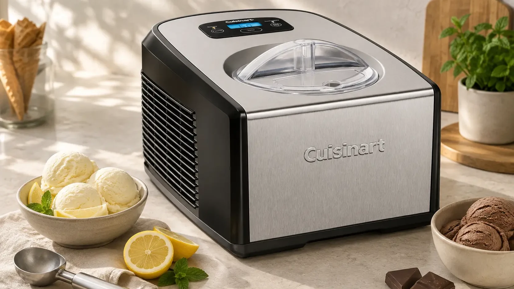 Cuisinart ICE100E, vista horizontal