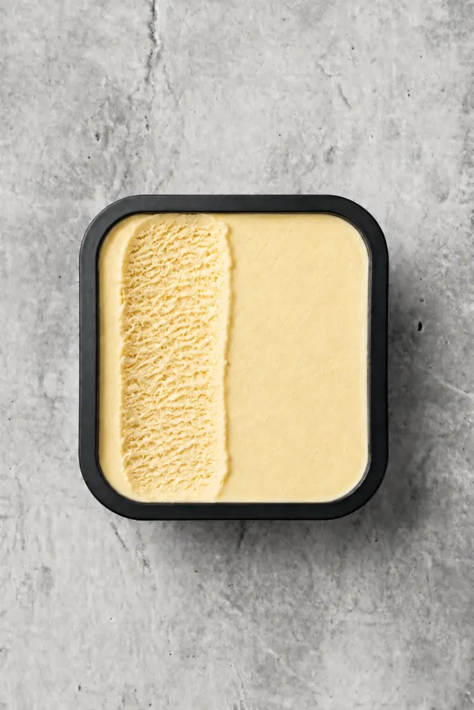 Kugle af crema catalana-is, bleggul