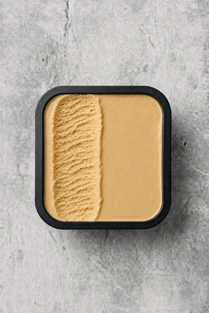 Kugle af håndværks-dulce de leche- og bananis, karamelfarvet