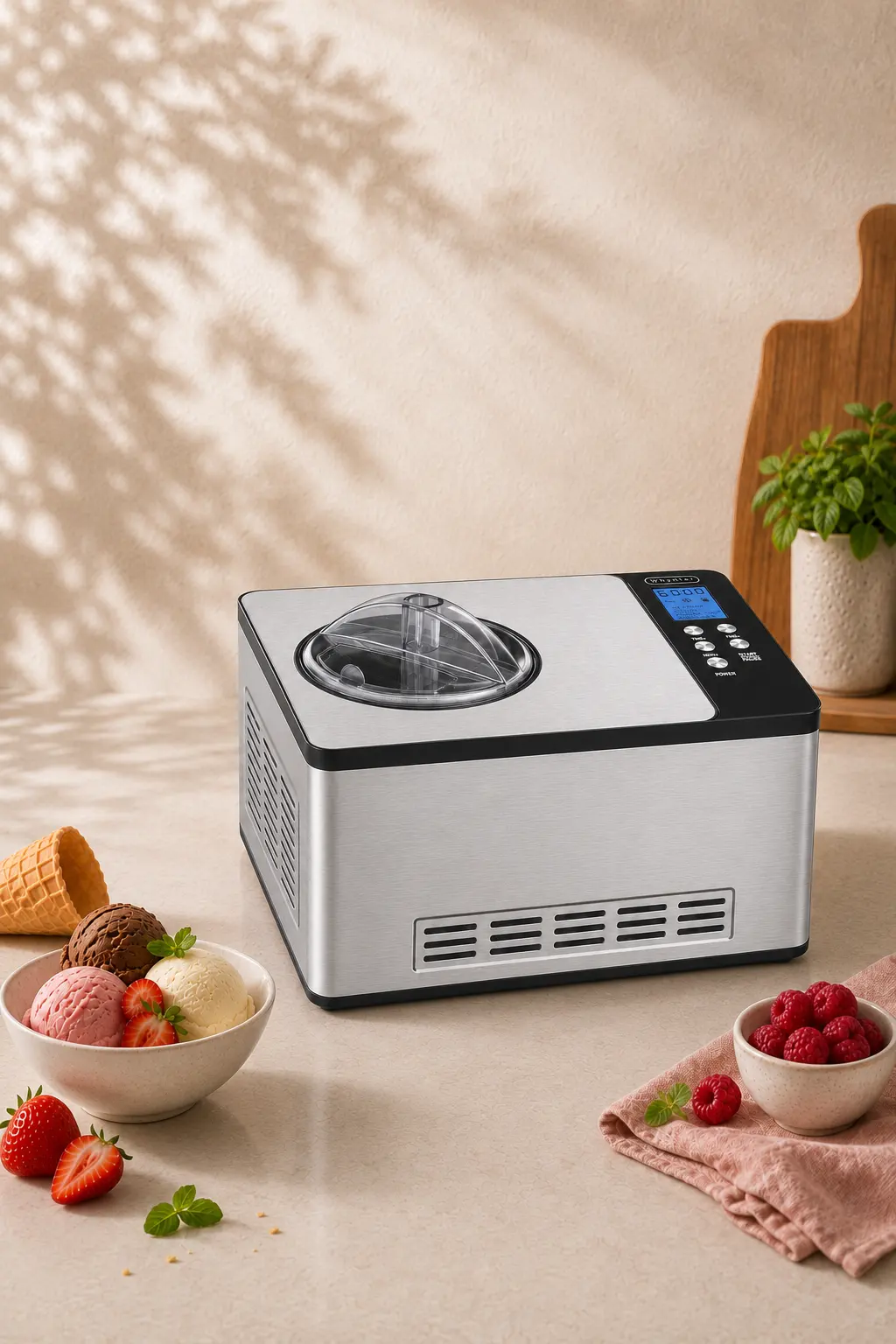 Whynter ICM-220SSY Stainless Steel Ice Cream Maker 2 Quart Capacity Bowl & Yogurt Function & Ben & Jerry's Homemade Ice Cream & Dessert Book cabecera vertical