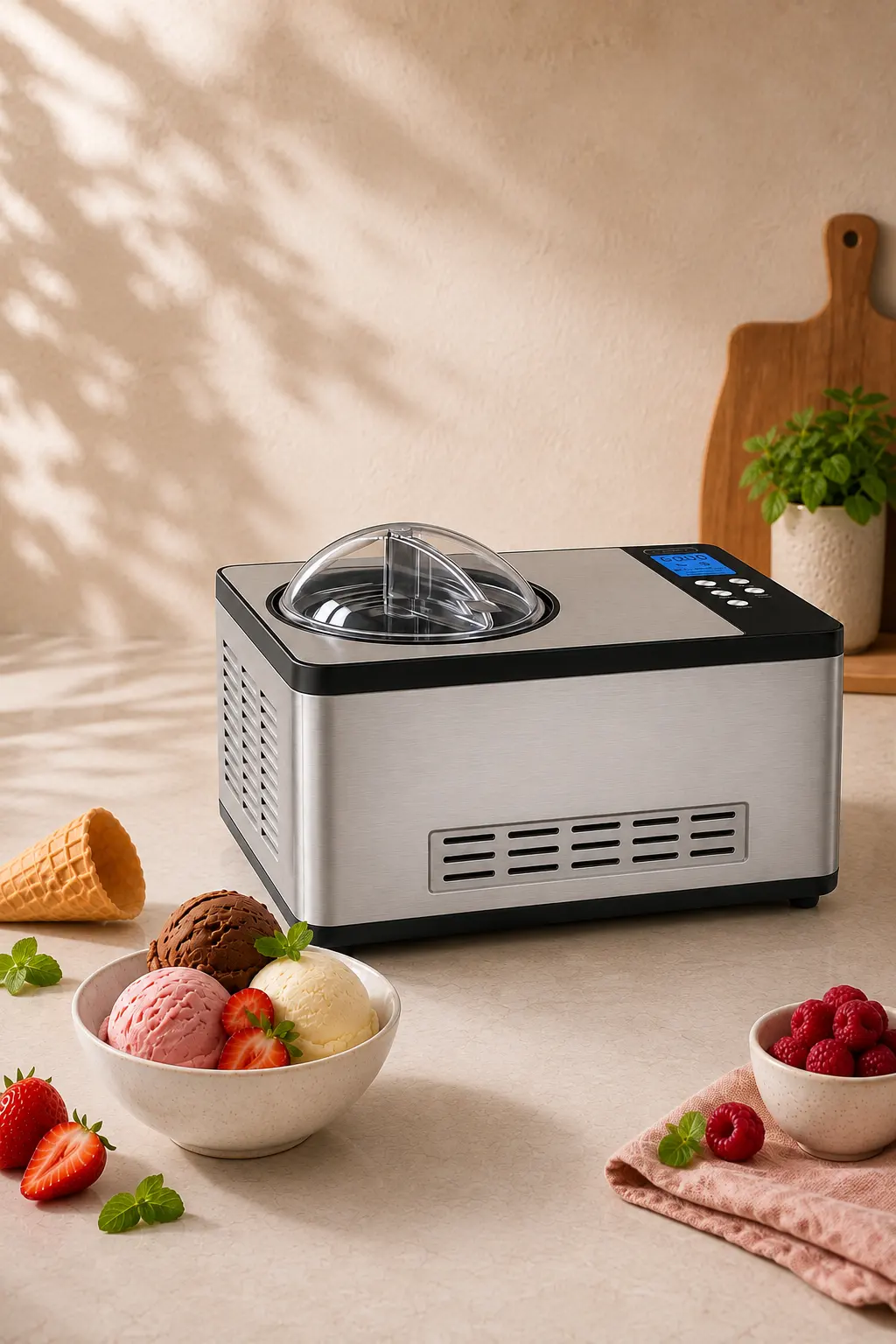 Whynter Ice Cream Maker 2.1 Qt Automatic, Built-In Compressor, ICM-200LS cabecera vertical