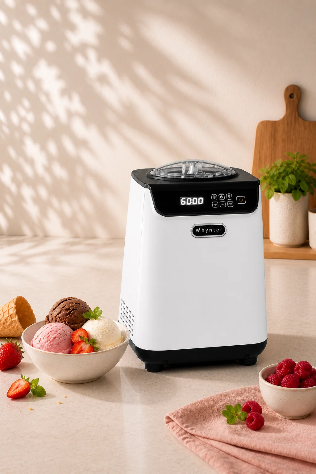 Whynter Ice Cream Maker with Compressor & Timer, 1.28 Qt, White, ICM-128WS cabecera vertical