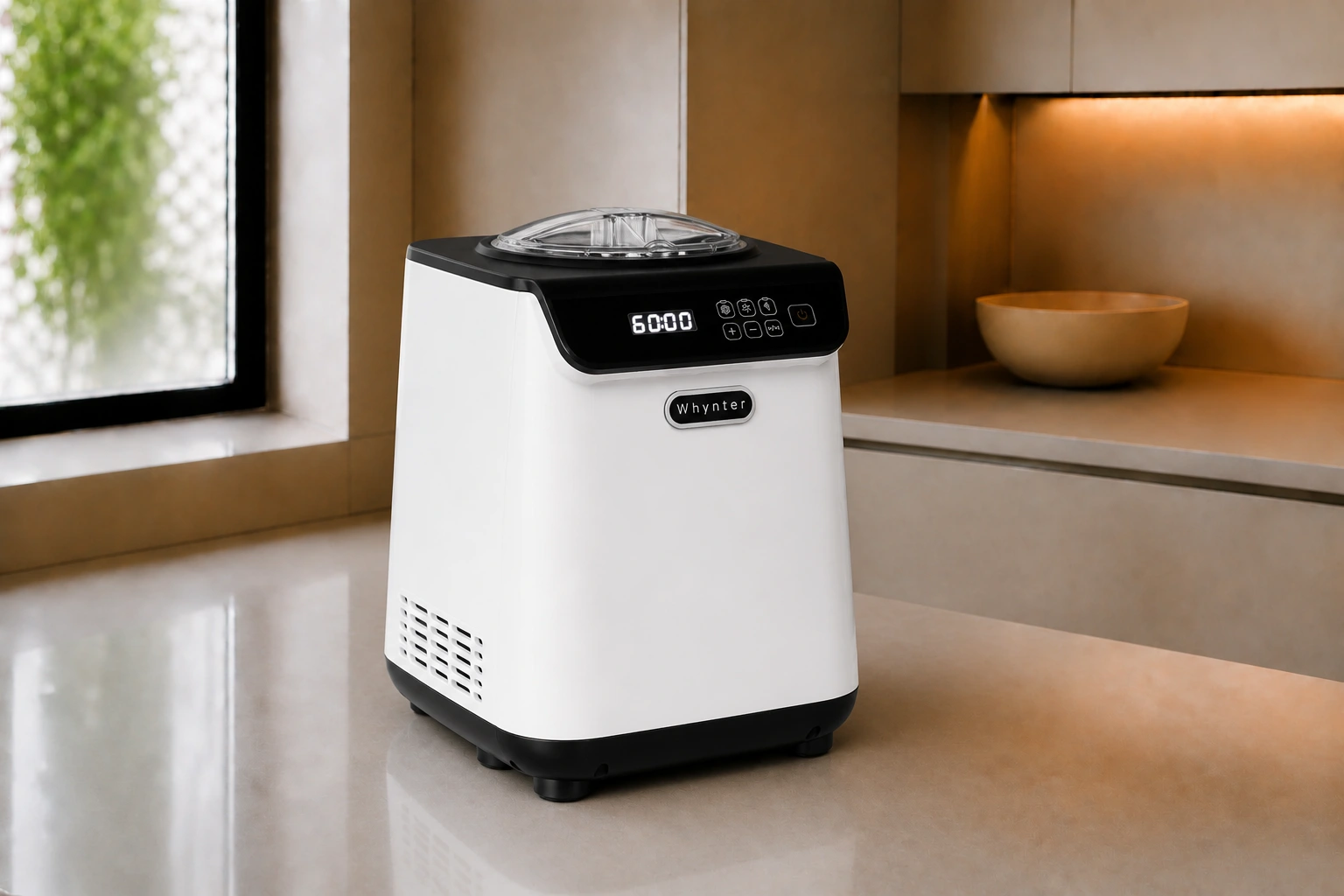 Whynter Ice Cream Maker with Compressor & Timer, 1.28 Qt, White, ICM-128WS horizontal 2
