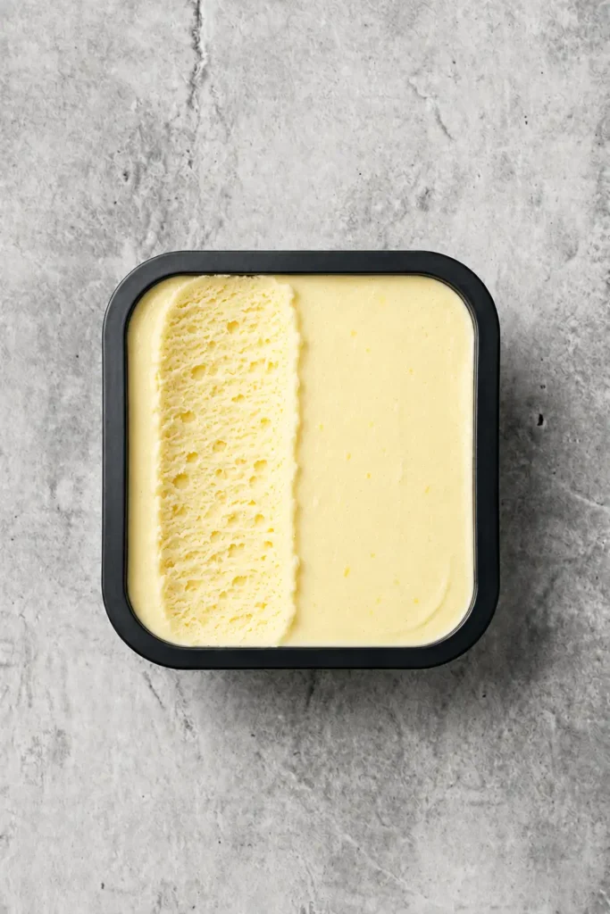 Ananassorbet, von oben gesehen